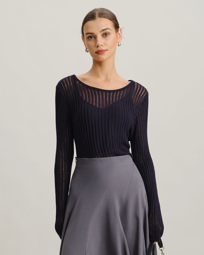 Lacivert Pullover Kazak Two-Piece Set
