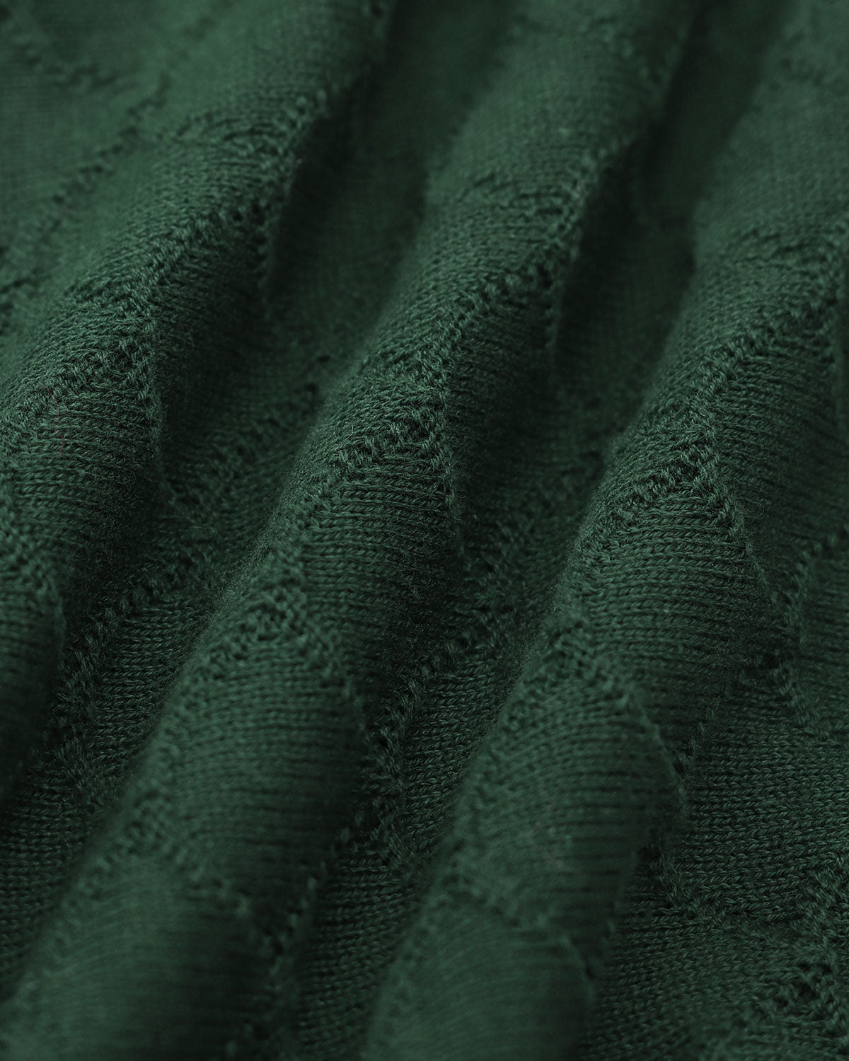 Koyu Yeşil Lapel Ribbed Dokulu Triko Üst