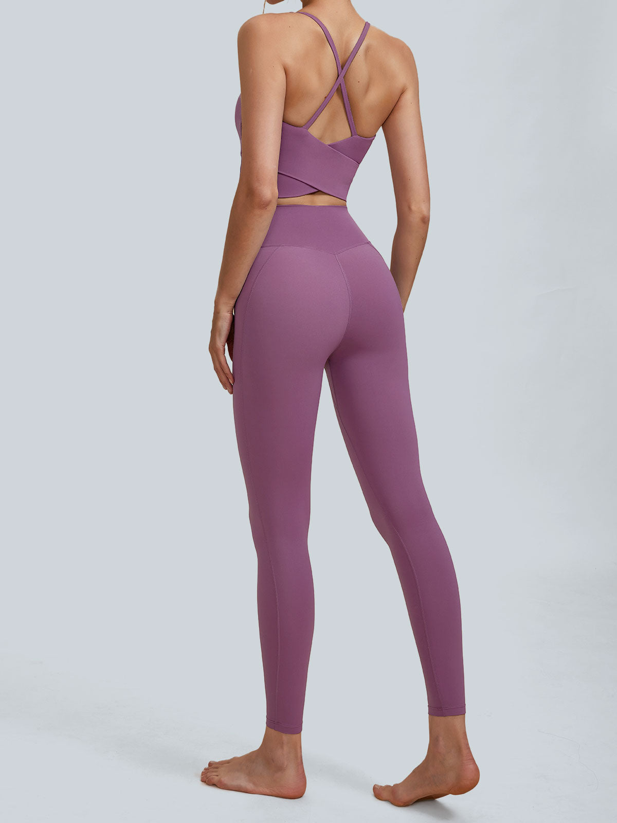 Mor Yüksek Bel Leggings