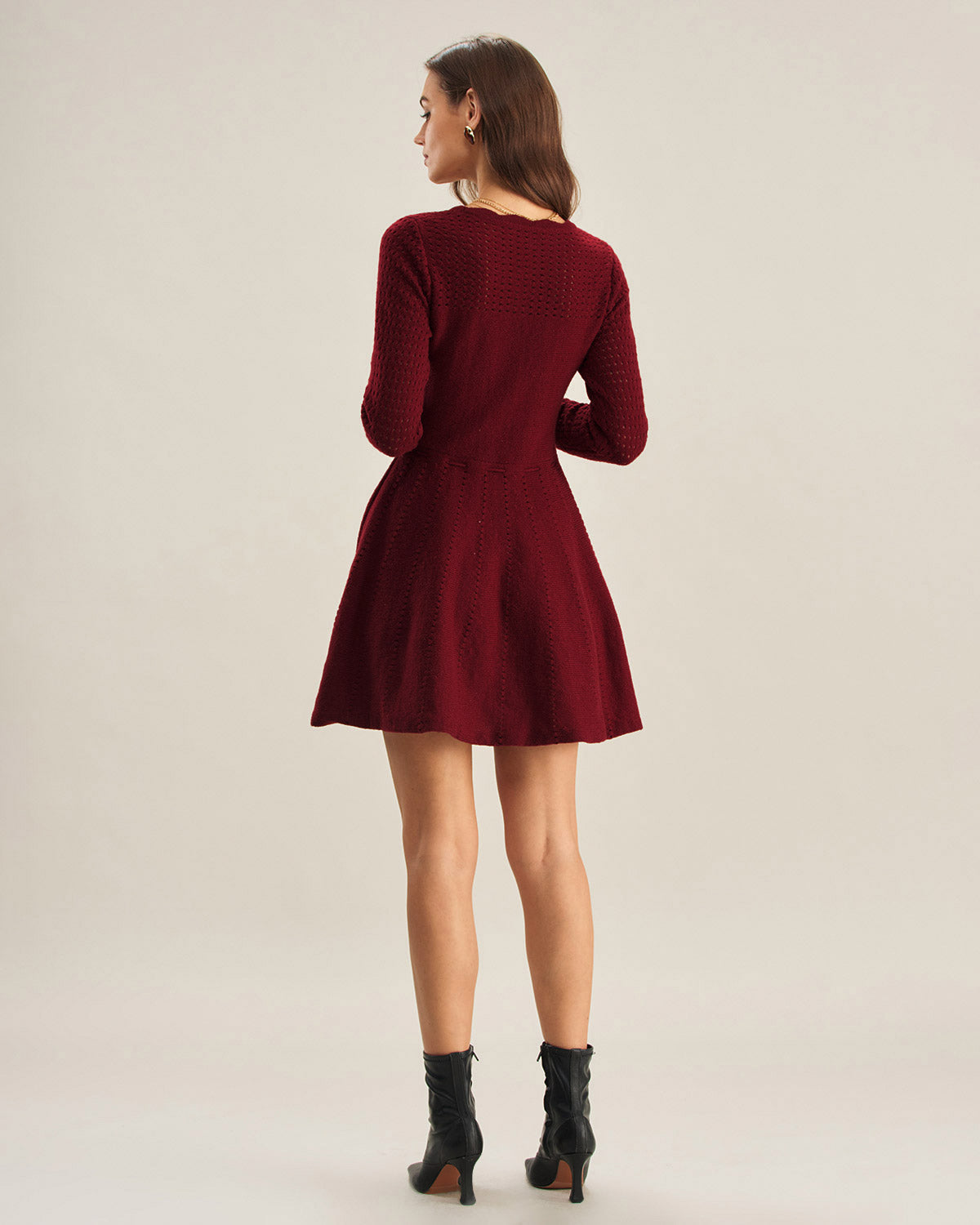 Bordo A Kesim Triko Elbise