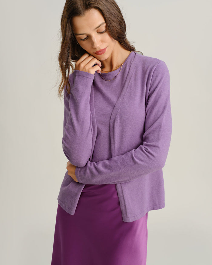Mor Ribbed Triko Hırka