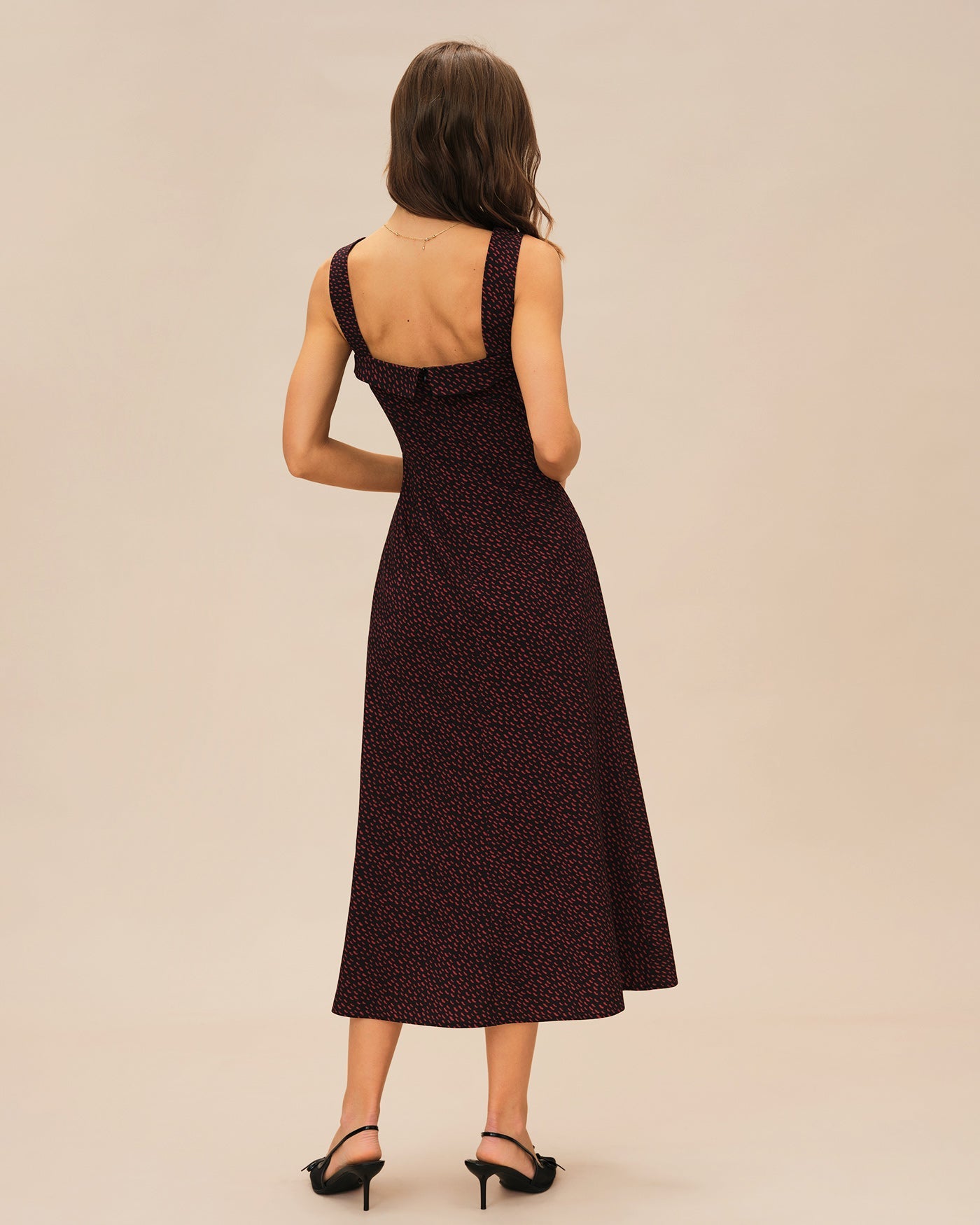 Bordo Slip Midi Elbise