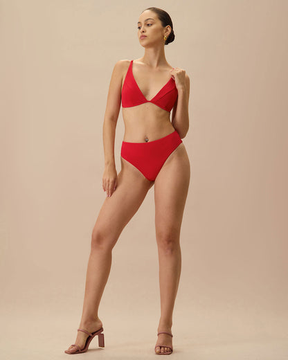 Kırmızı Ribbed Bikini Altı