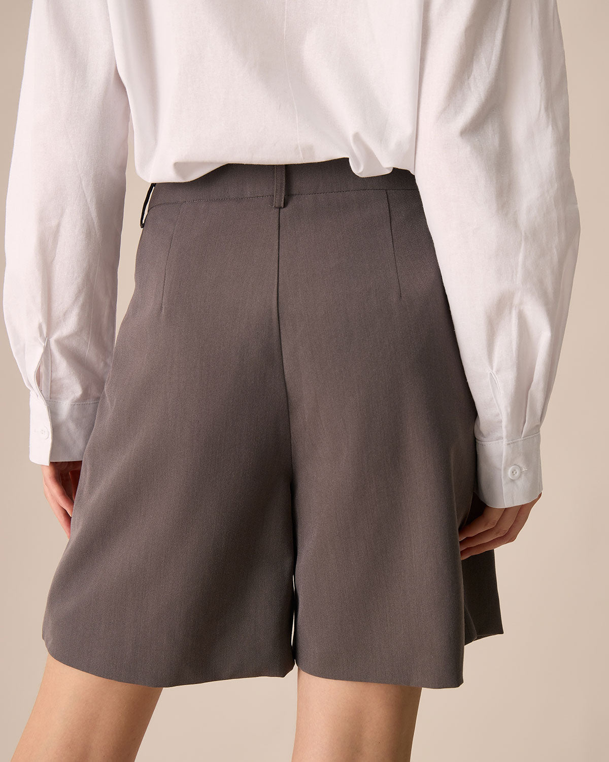 Kadın Kahve Cep Detaylı Wide-leg Şort
