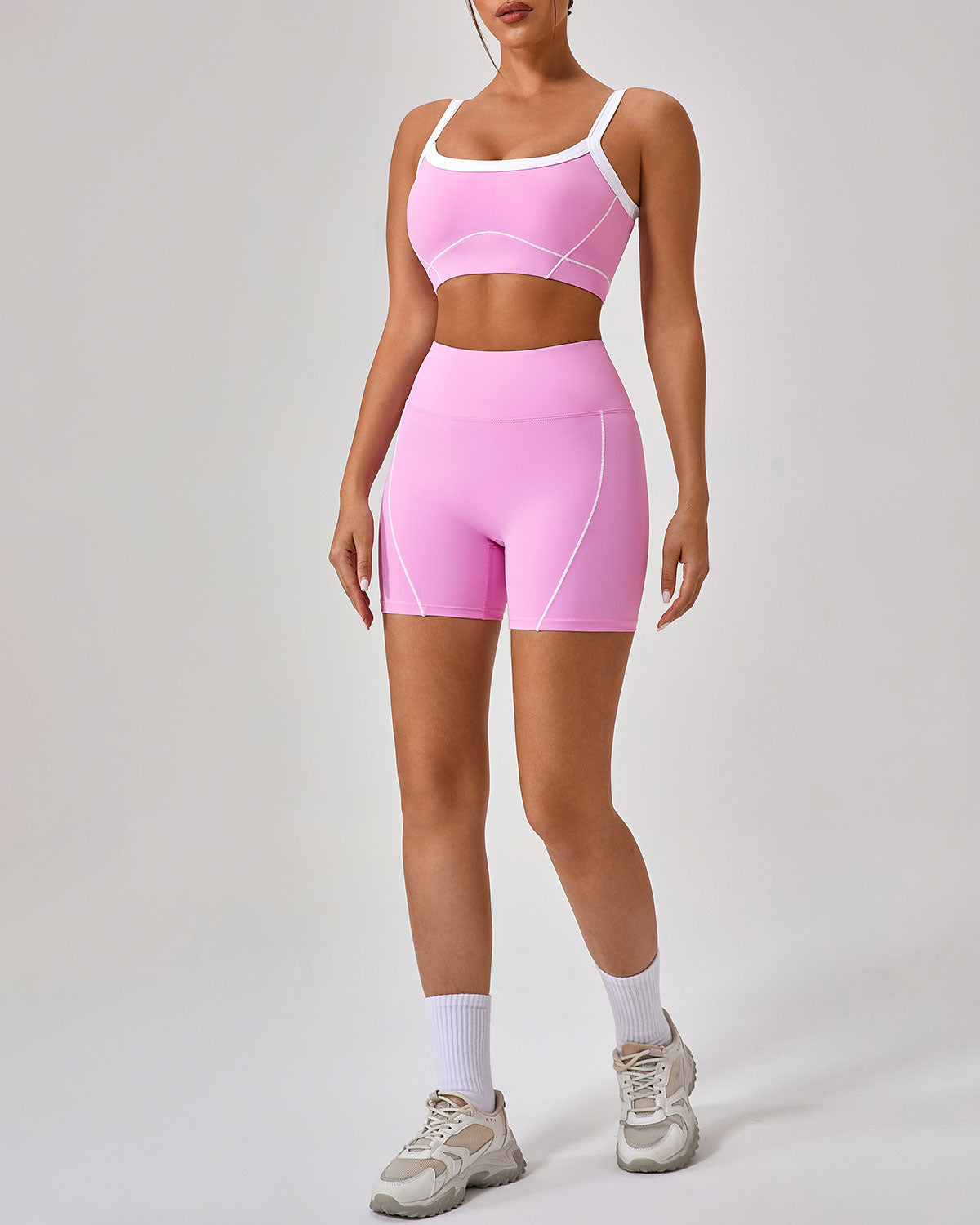 Pembe Yüksek Esnek Yoga Pantolon