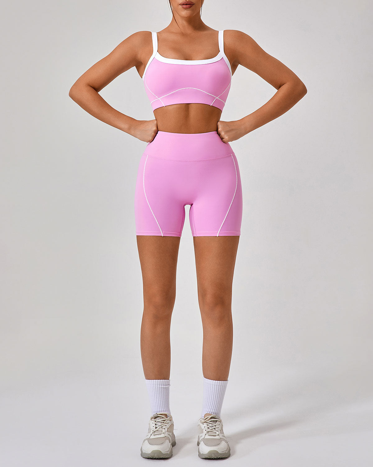 Pembe Yüksek Esnek Yoga Pantolon