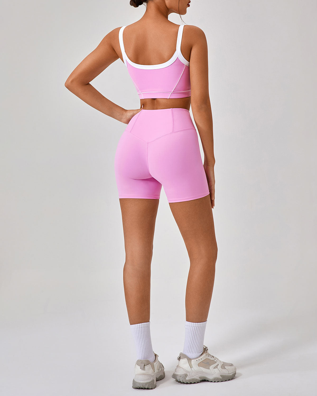 Pembe Yüksek Esnek Yoga Pantolon