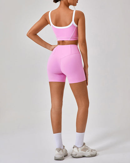 Pembe Yüksek Esnek Yoga Pantolon