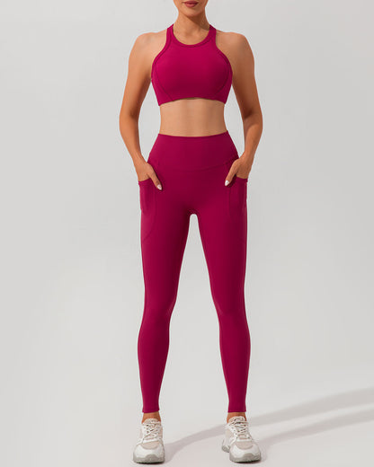 Kırmızı Hızlı Kuruyan Yüksek Bel Yoga Taytı