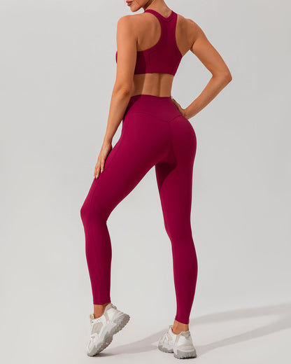 Kırmızı Hızlı Kuruyan Yüksek Bel Yoga Taytı
