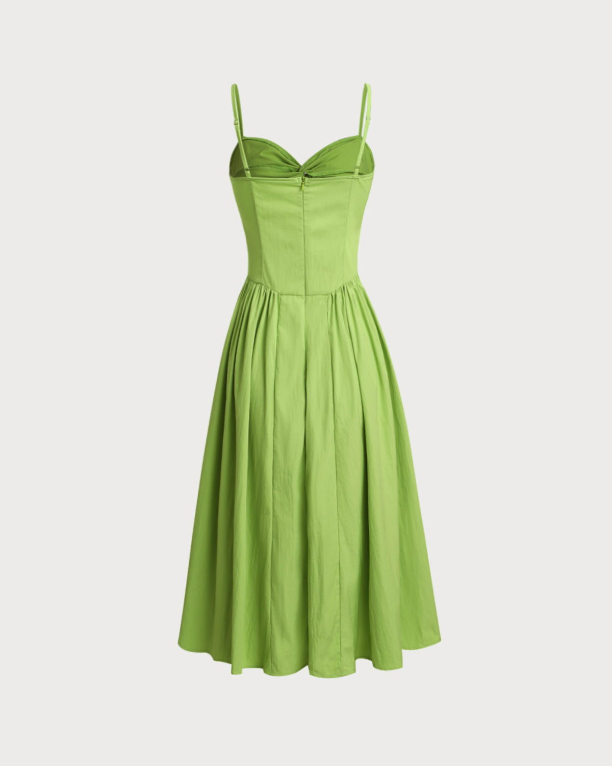 Yeşil Kalp Yaka Slip Midi Elbise