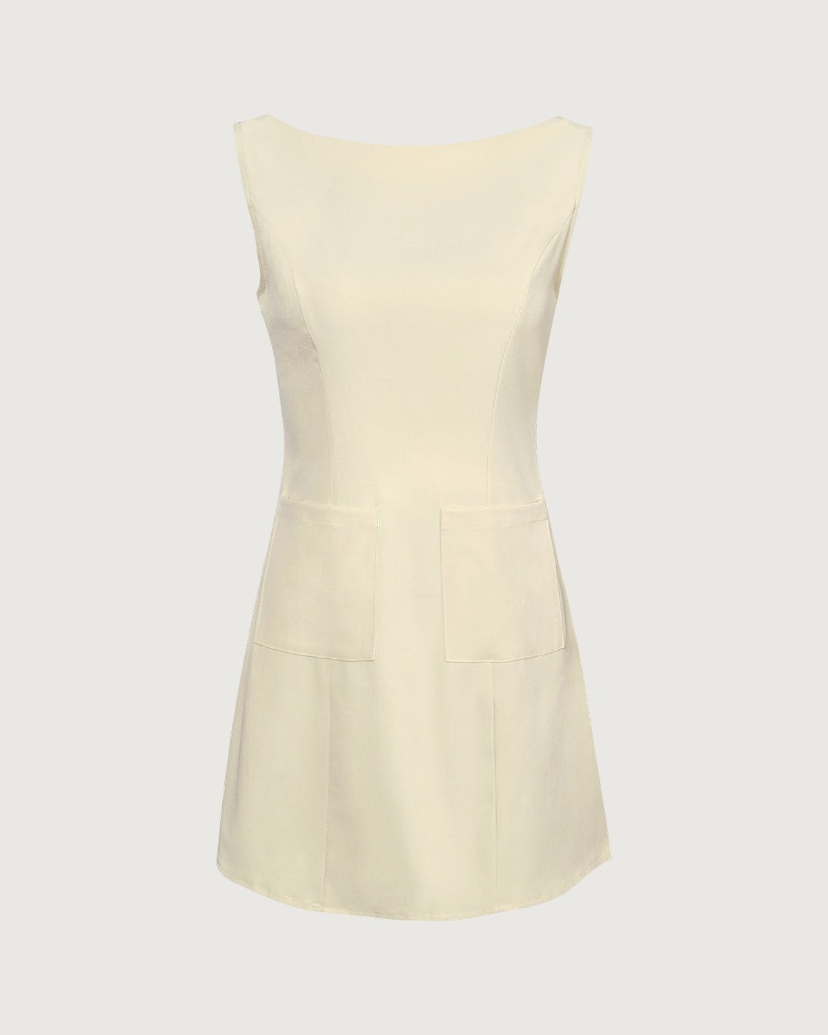 Sarı Kayık Yaka Cutout Mini Elbise