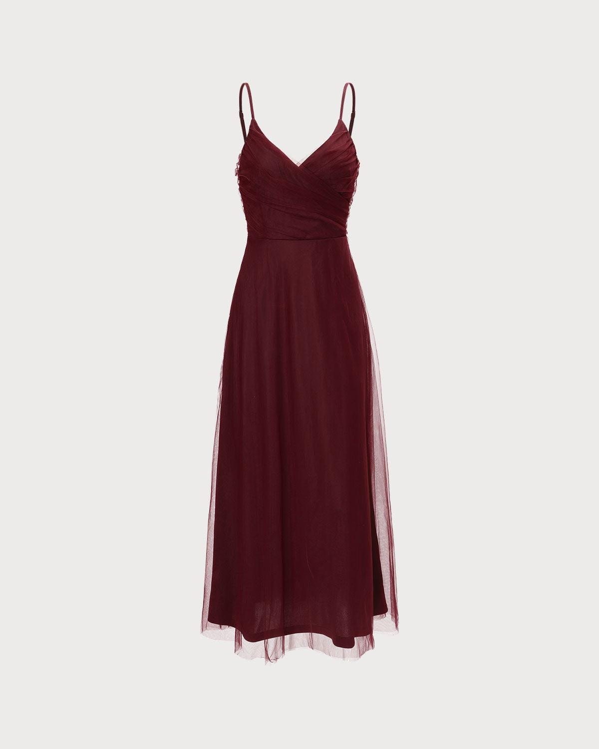 Bordo V Yaka File Kruvaze Maxi Elbise