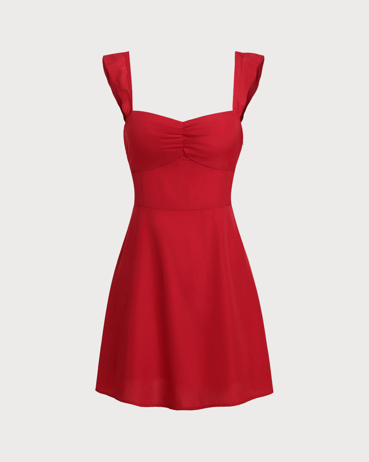 Kırmızı Kalp Yaka Slip Mini Elbise