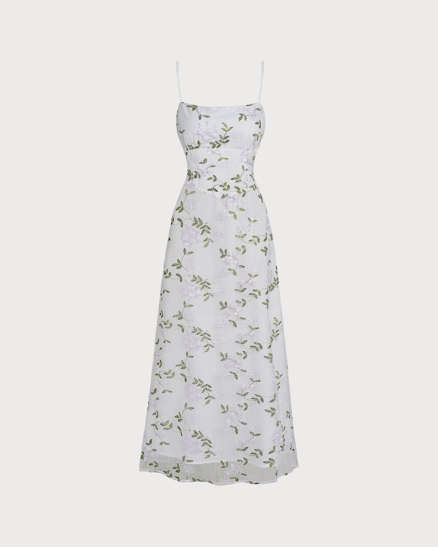 Beyaz Çiçek Desenli Slip Maxi Elbise