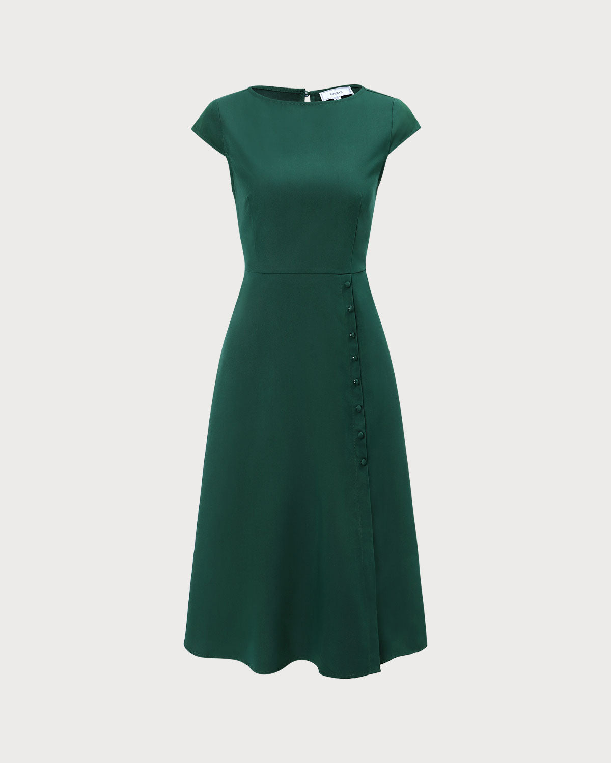 Yeşil Kayık Yaka Cutout Back Midi Elbise