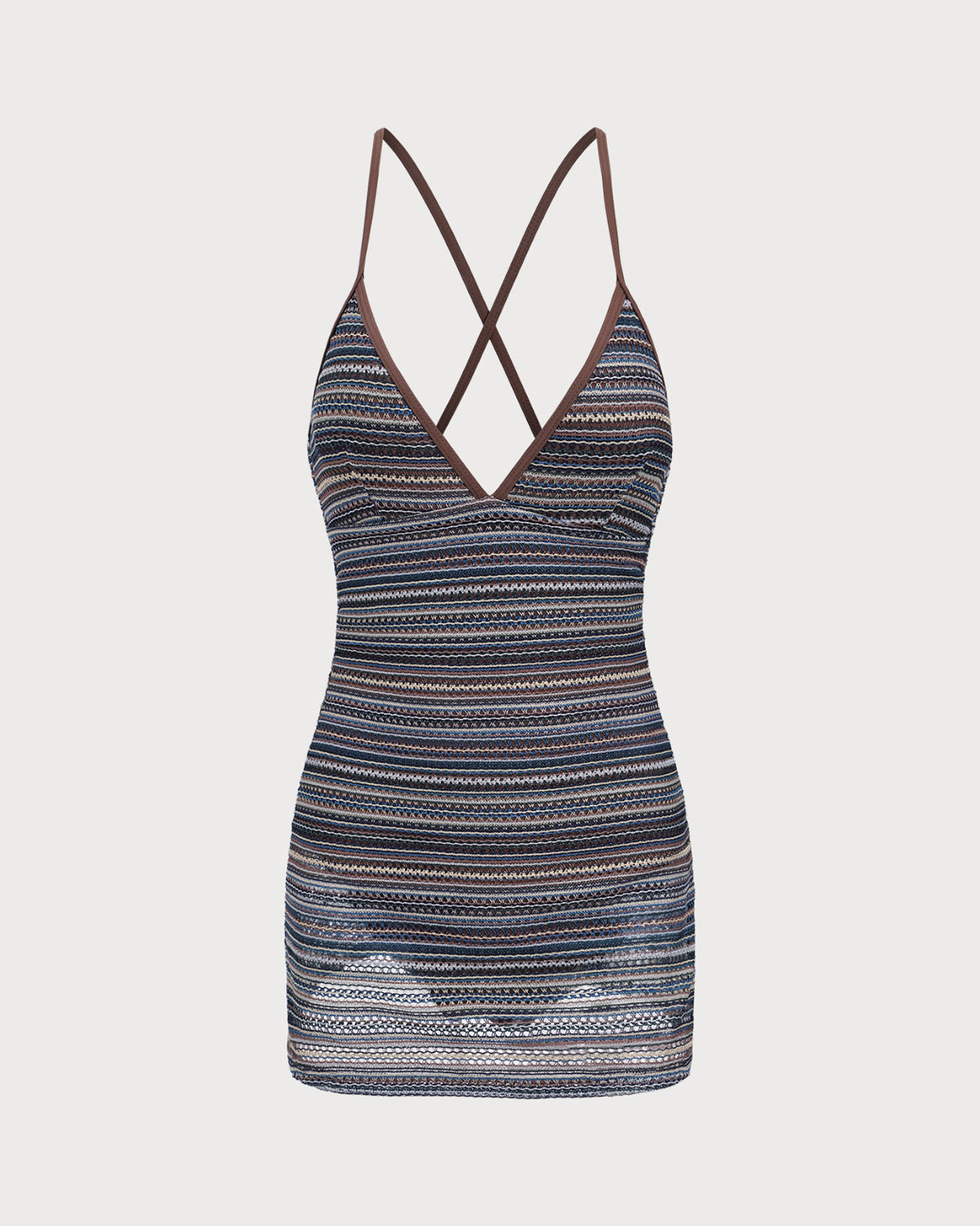 Çizgili Sırtı Açık Tek Parça Mayo Swimwear