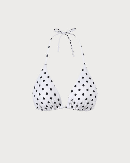 Puantiyeli Üçgen Bikini Üst