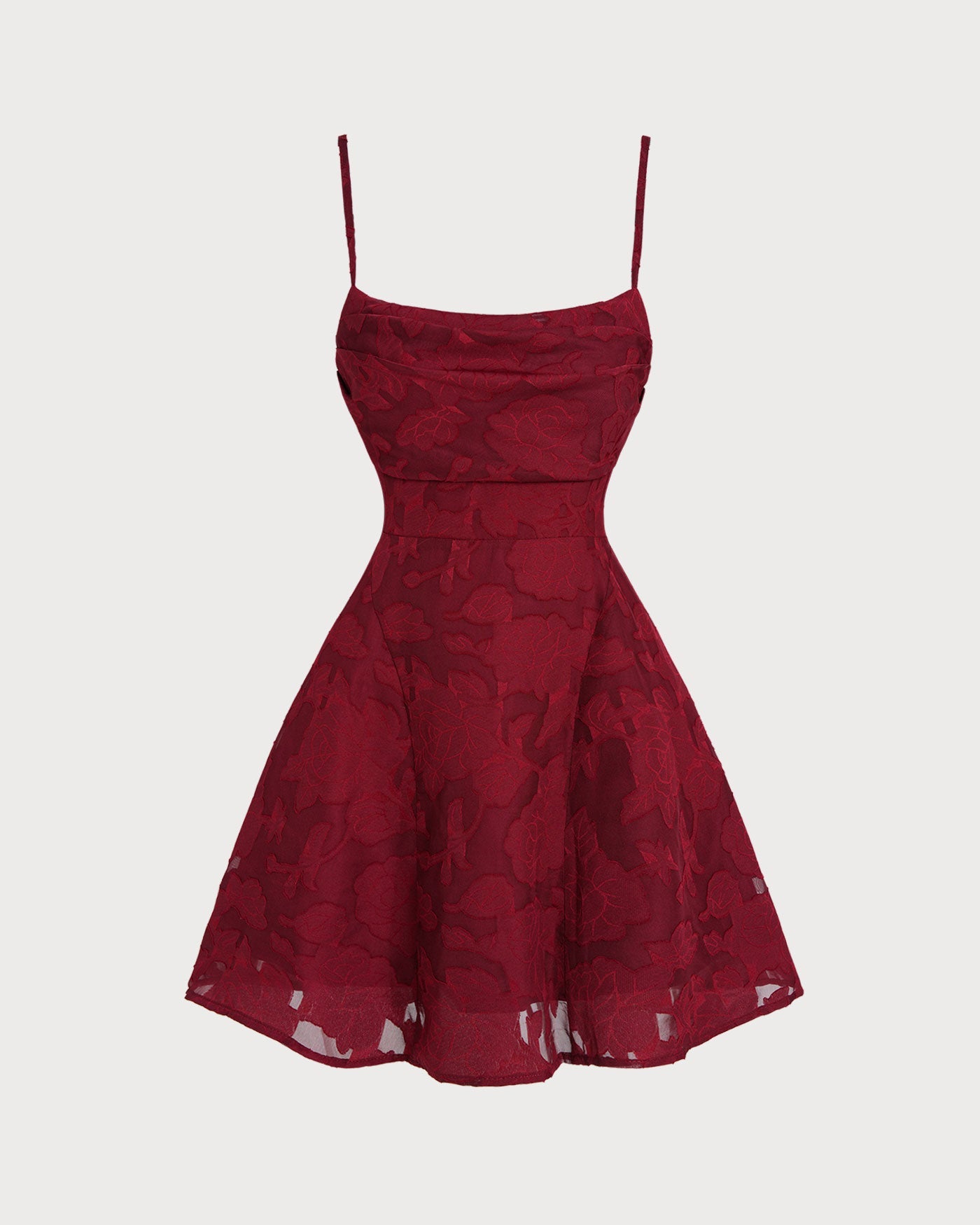 Bordo Çiçek Desenli Sırtı Açık Slip Mini Elbise