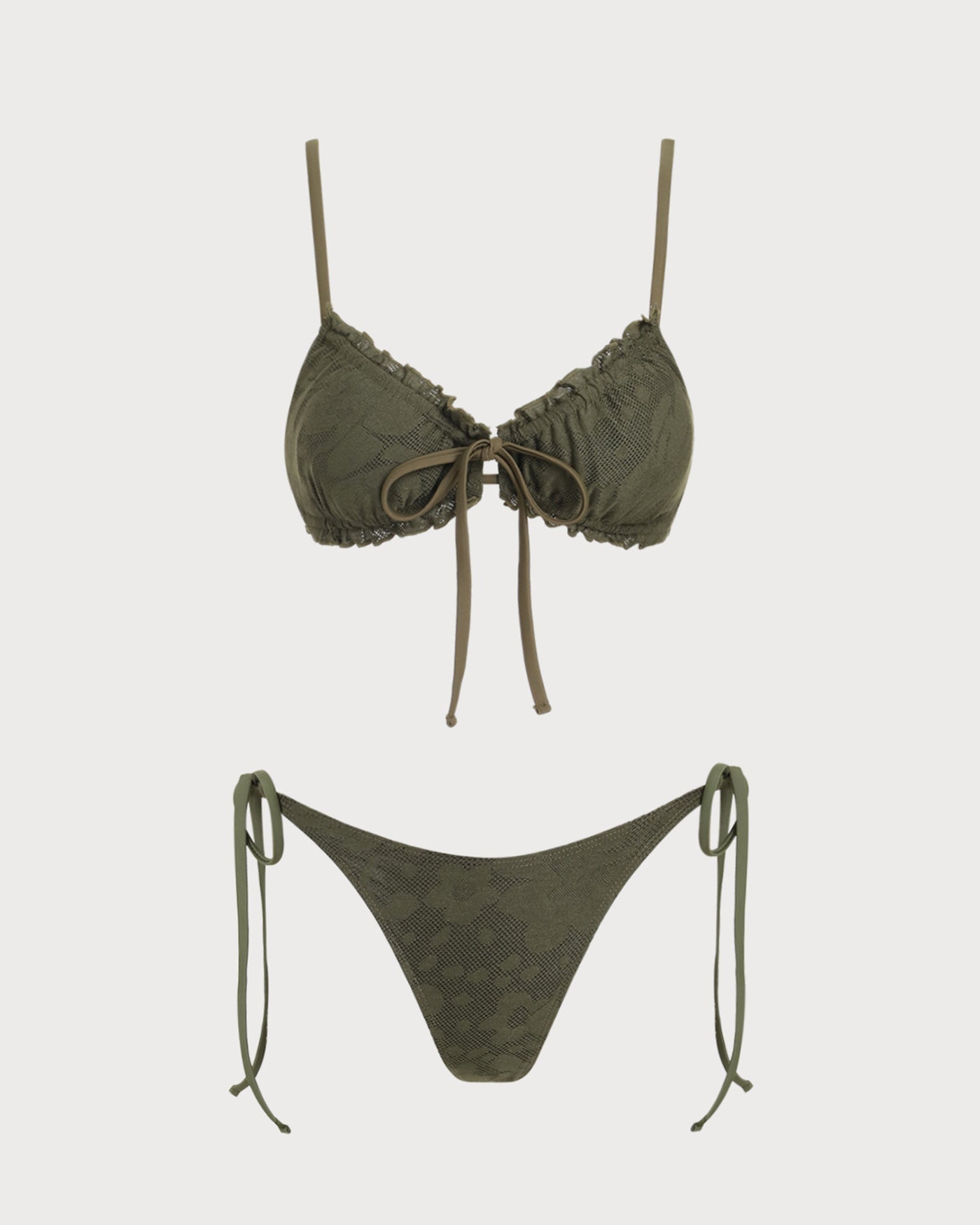 Asker Yeşili Jakarlı Bikini Takımı