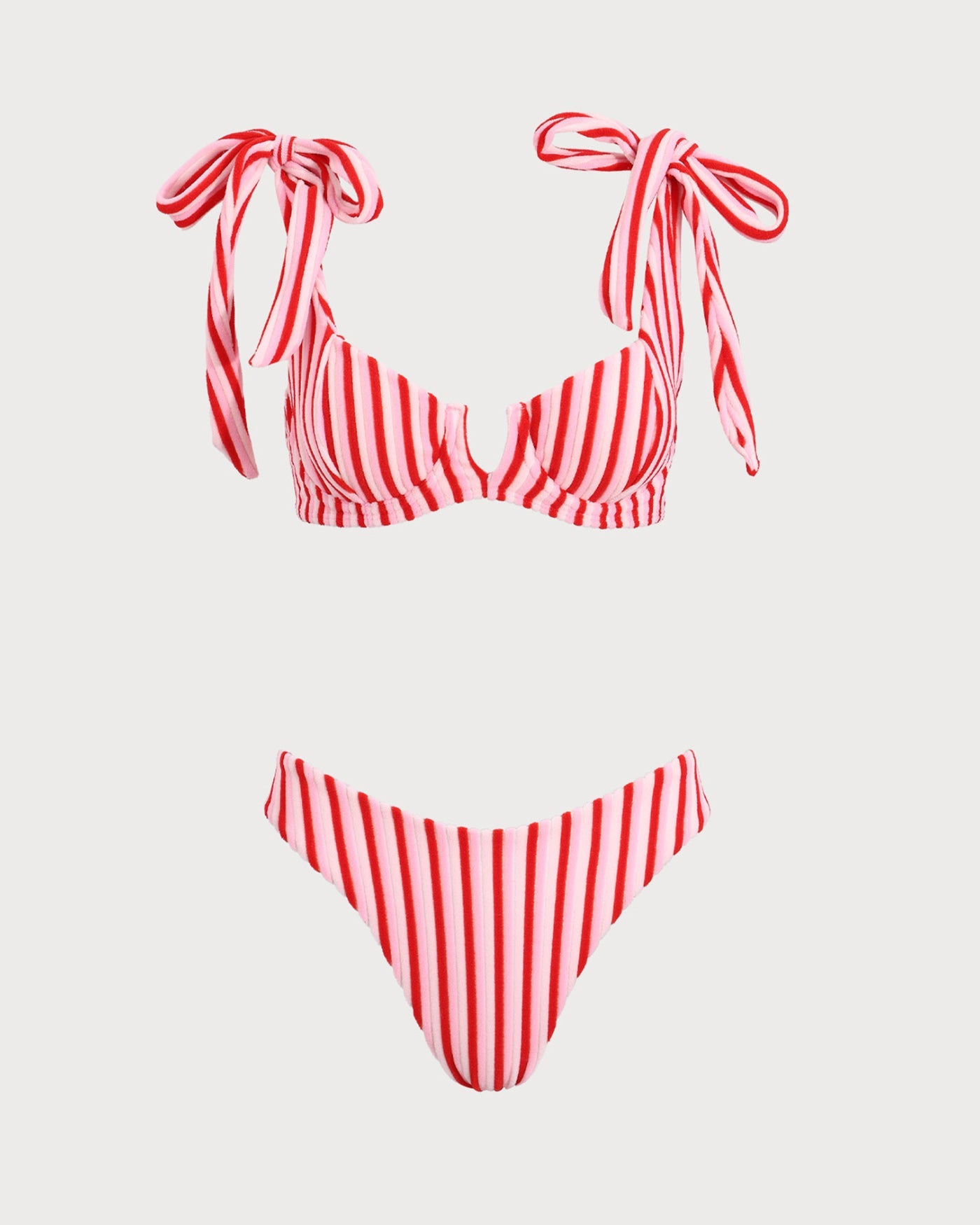 Pembe Çizgili Bikini Takımı
