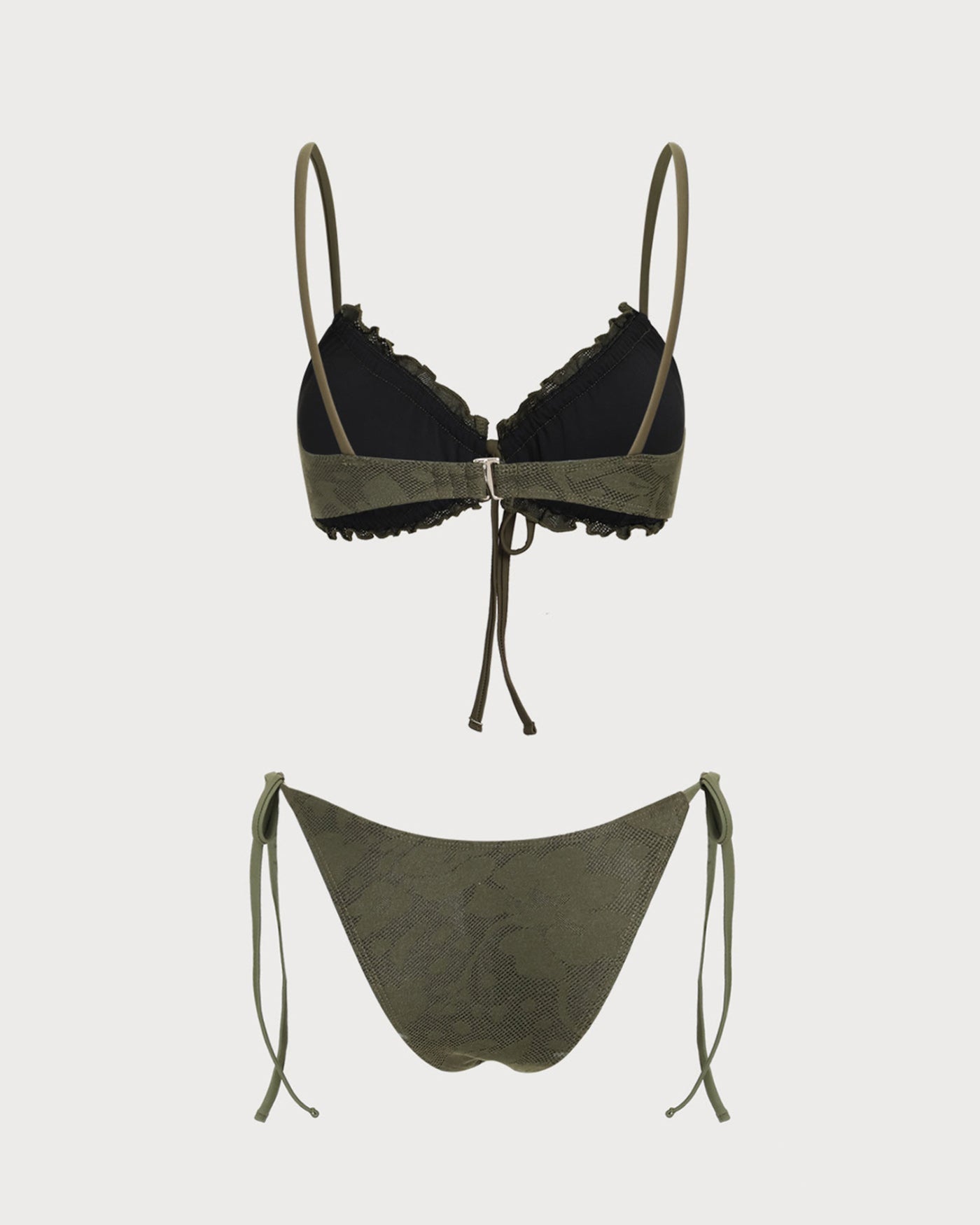 Asker Yeşili Jakarlı Bikini Takımı