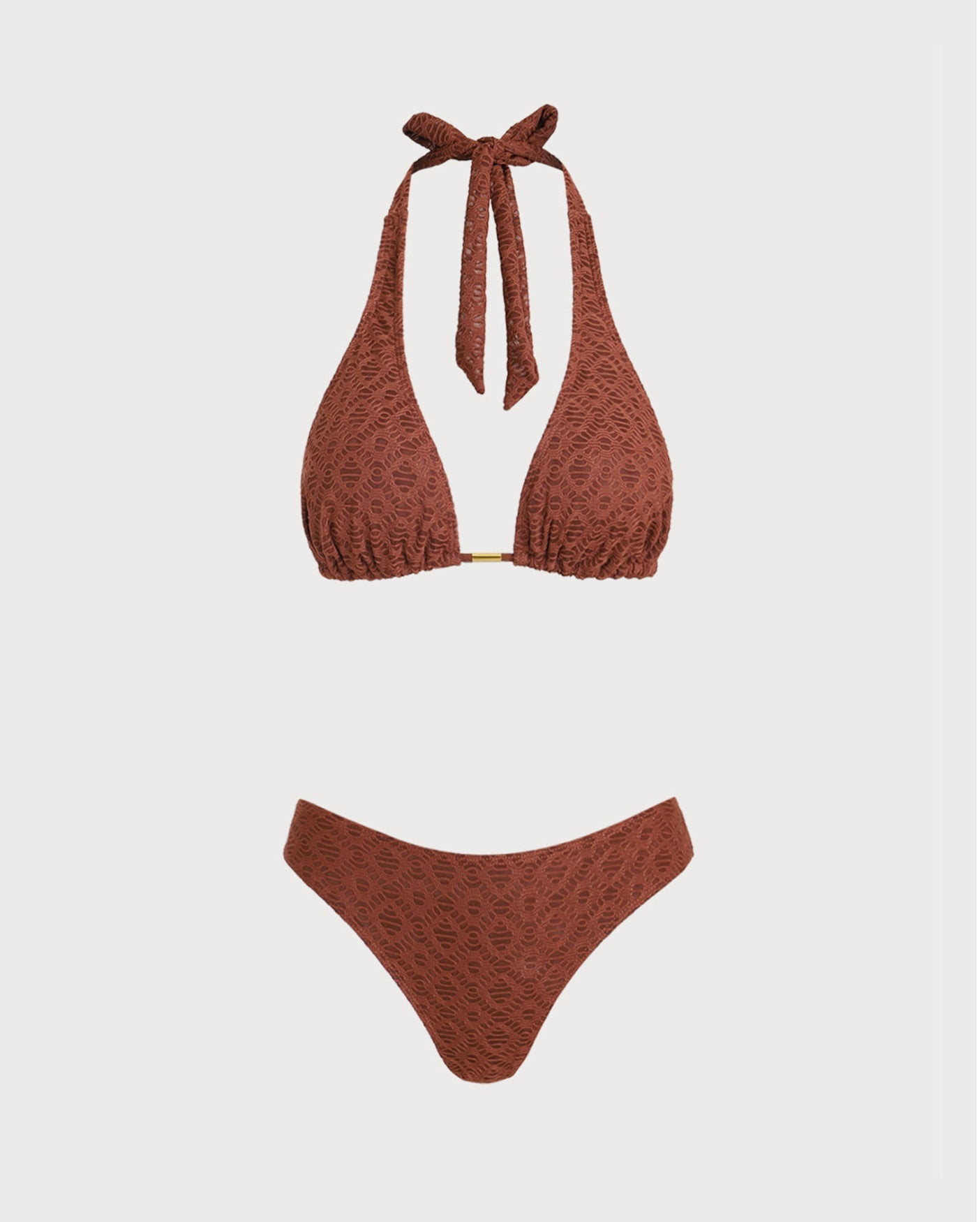 Kahverengi Jakarlı Three-Piece Set
