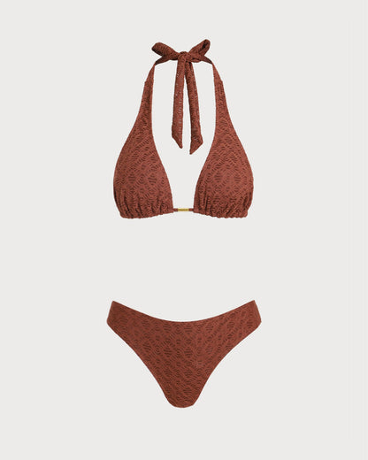 Kahverengi Jakarlı Three-Piece Set