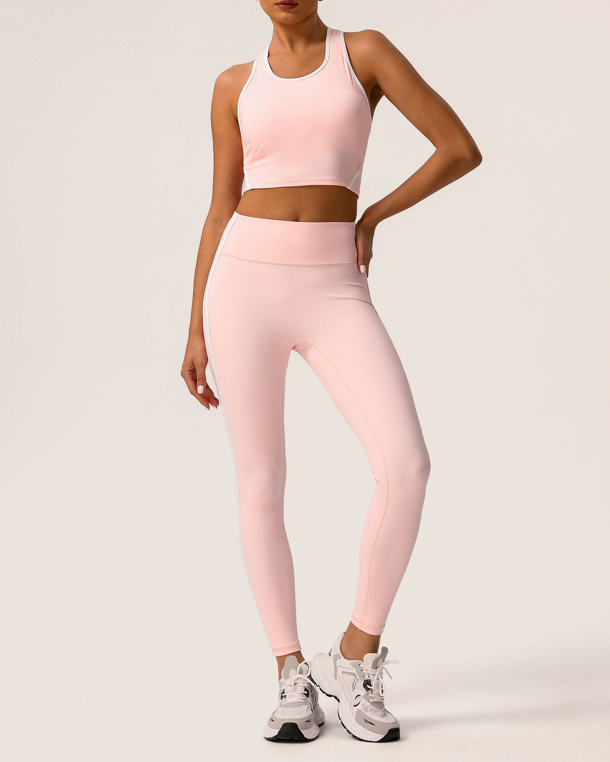 Pembe U Yaka Yoga Atlet - Hafif Destekli