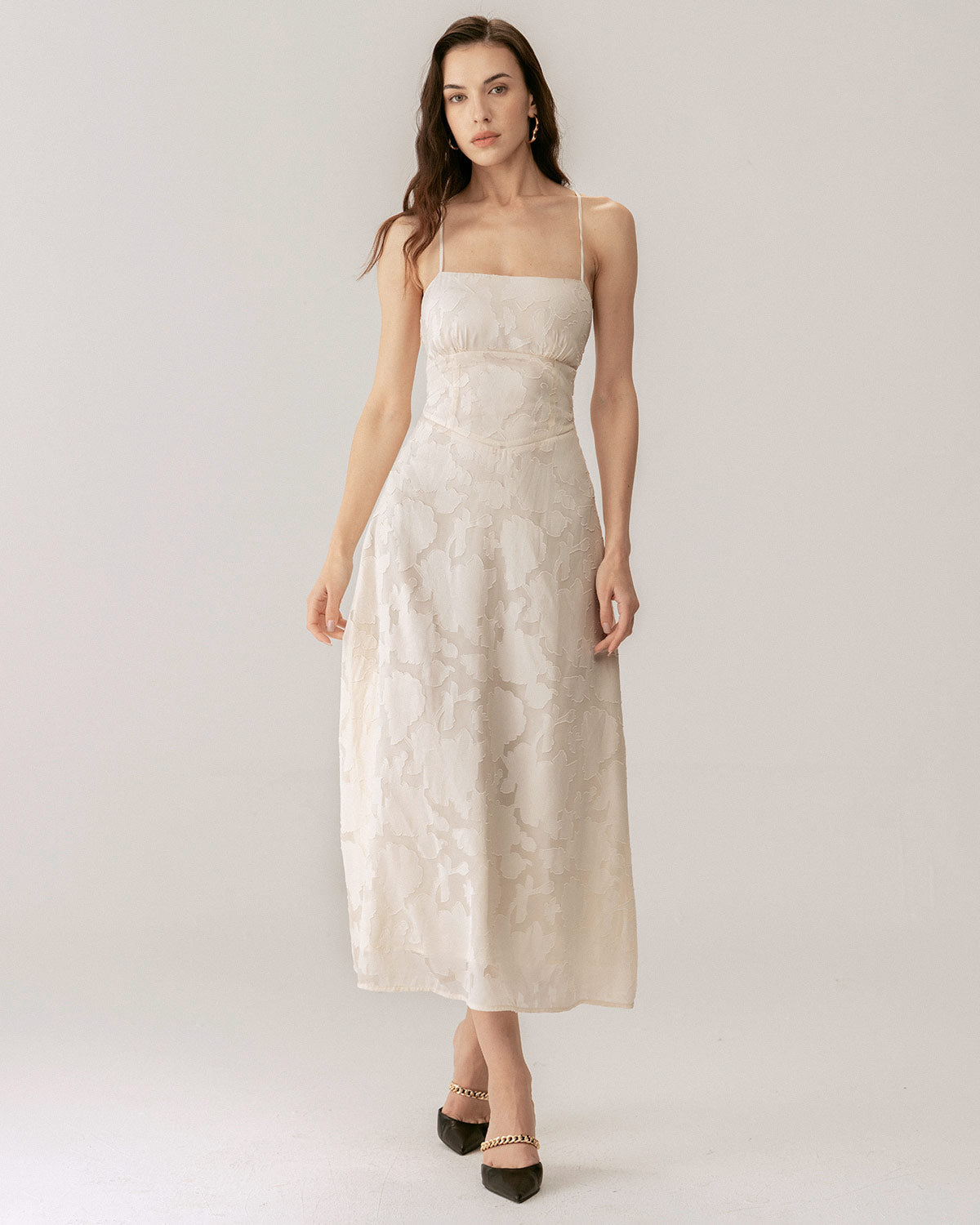 Kayısı Jakarlı Corset Slip Maxi Elbise