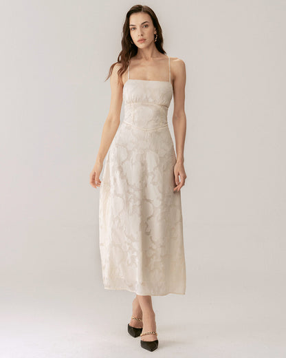 Kayısı Jakarlı Corset Slip Maxi Elbise