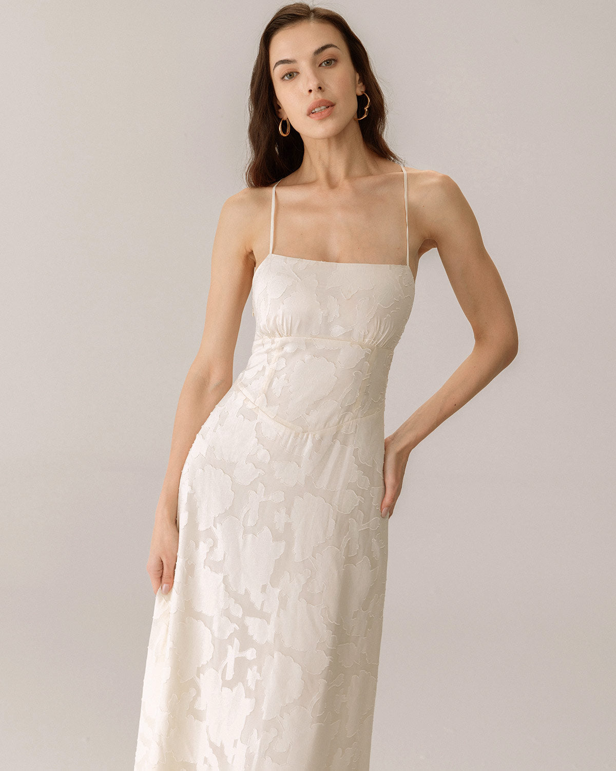 Kayısı Jakarlı Corset Slip Maxi Elbise