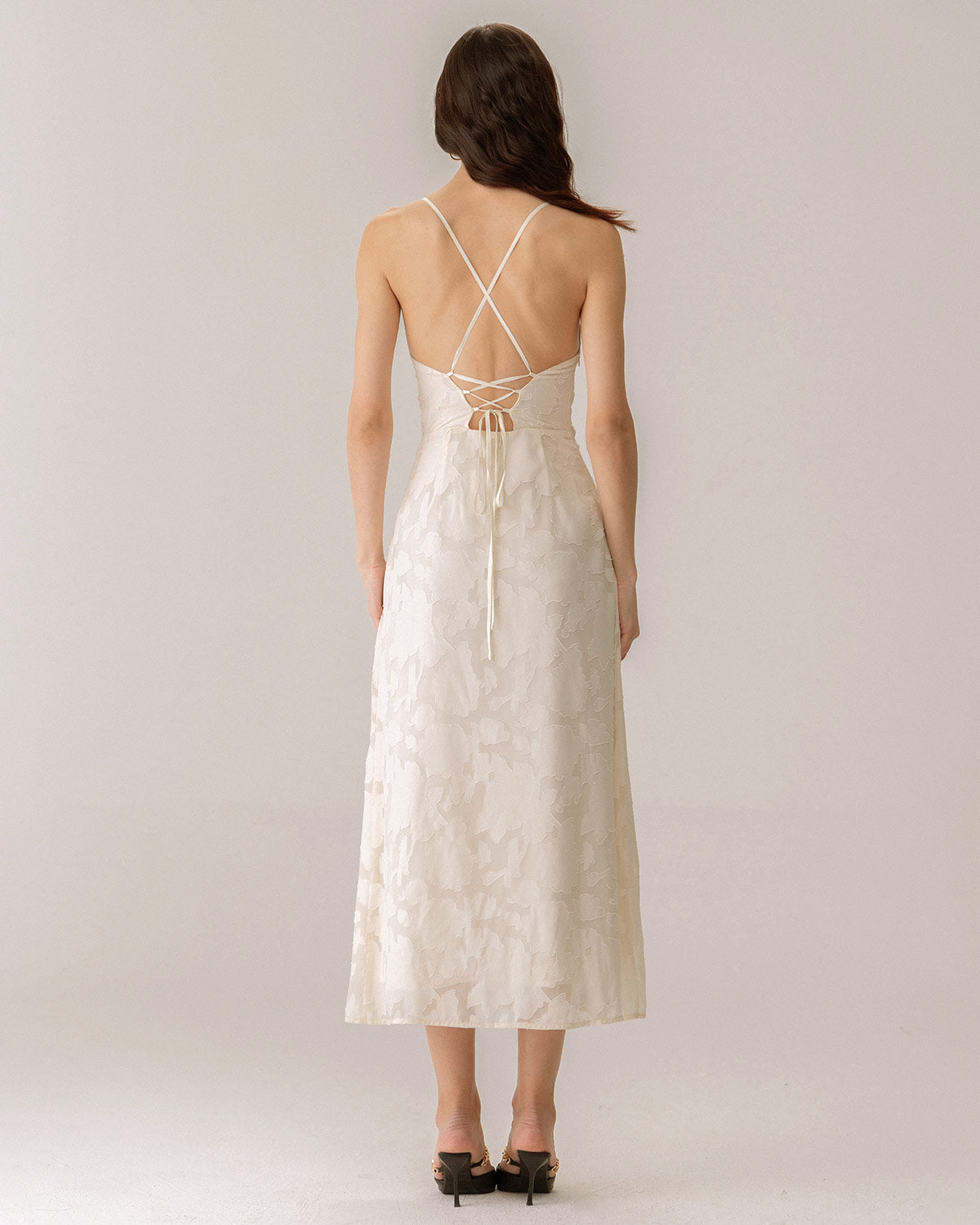 Kayısı Jakarlı Corset Slip Maxi Elbise