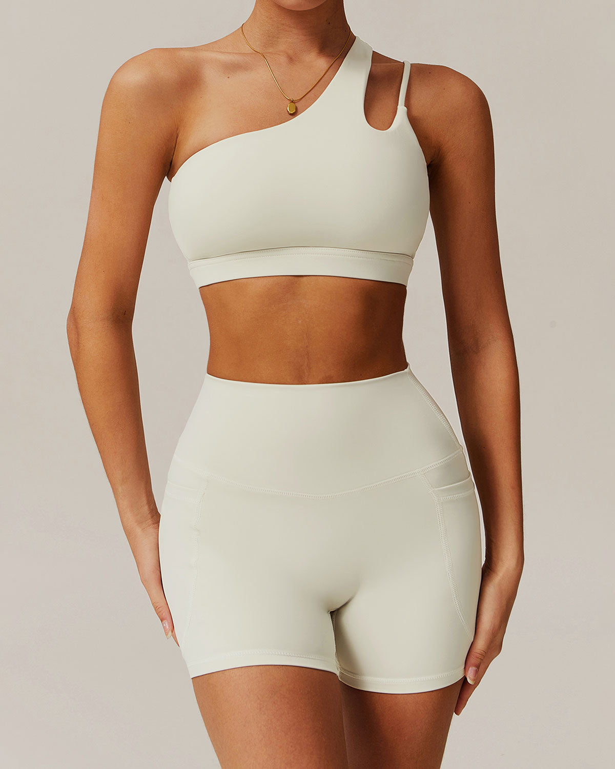 Kayısı Crop One Shoulder Yoga Cami Üst