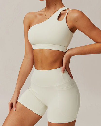 Kayısı Crop One Shoulder Yoga Cami Üst