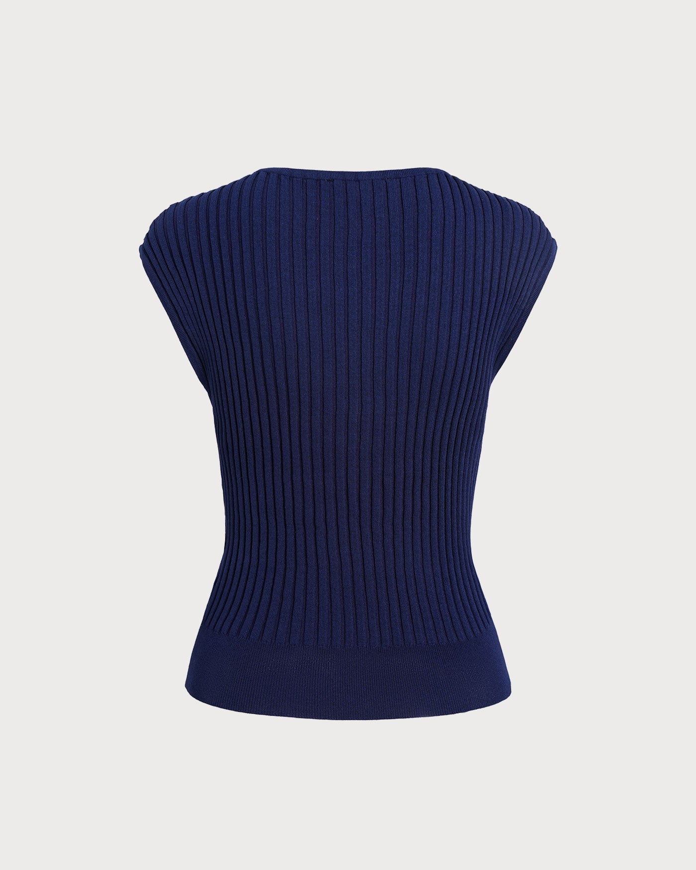 Mavi Kayık Yaka Ribbed Kısa Kap Kol Triko Tişört