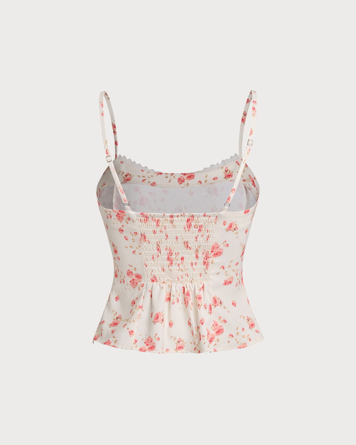 Pembe Çiçek Desenli Crop Cami Üst