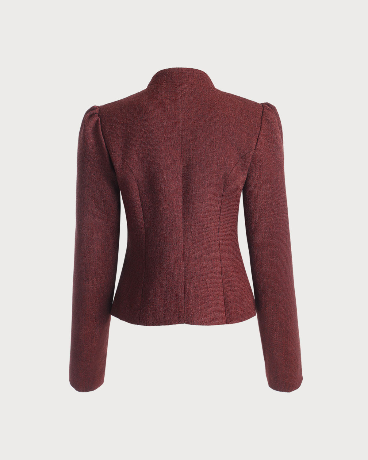 Bordo Retro Single-breasted Tweed Ceket
