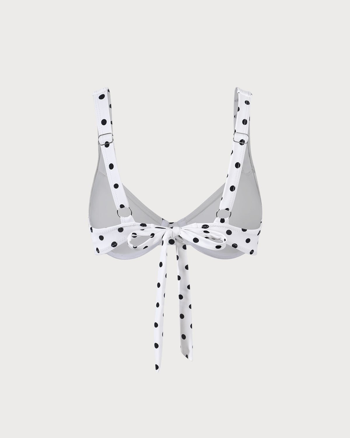 Beyaz Puantiyeli Balenli Bikini Üst