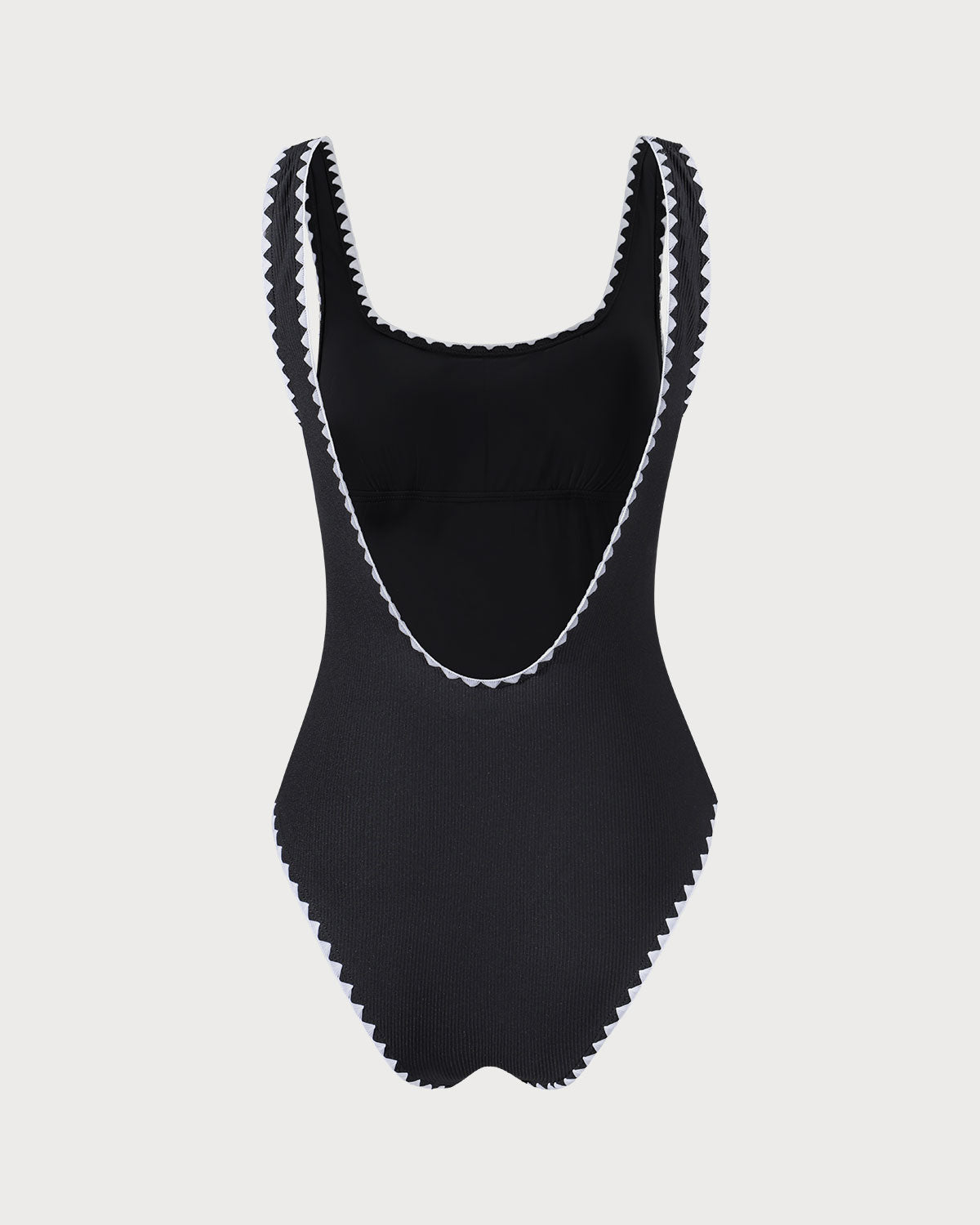 Siyah Contrast Ribbed Tek Parça Mayo Swimwear