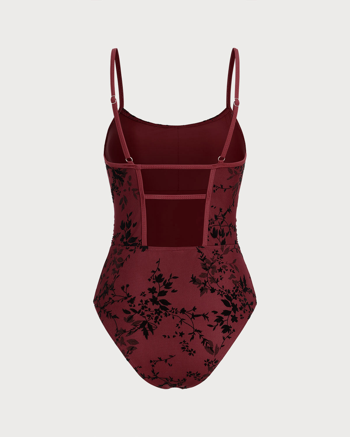 Kırmızı Çiçek Desenli Tek Parça Mayo Swimwear