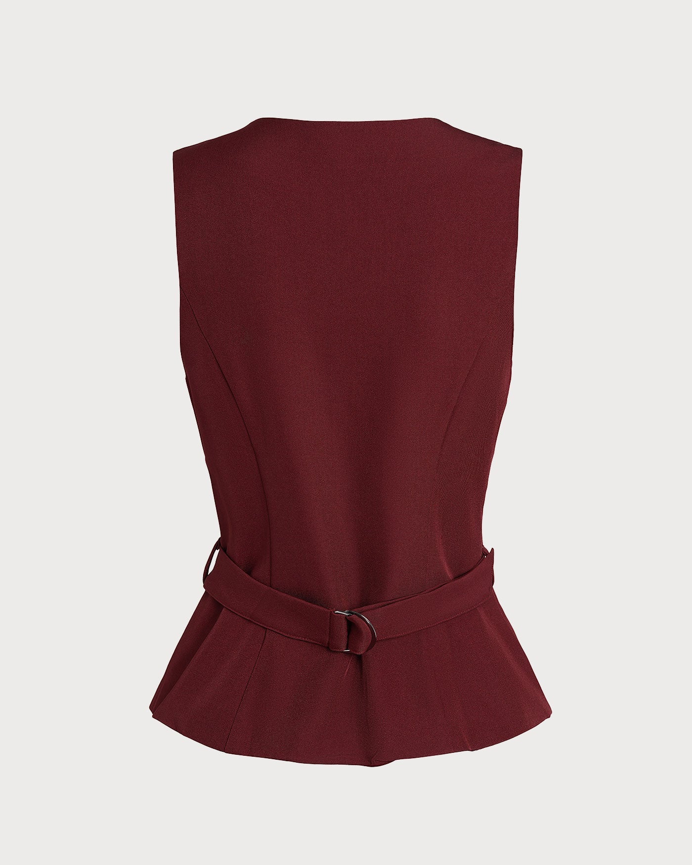 Bordo Düğmeli Belted Yelek