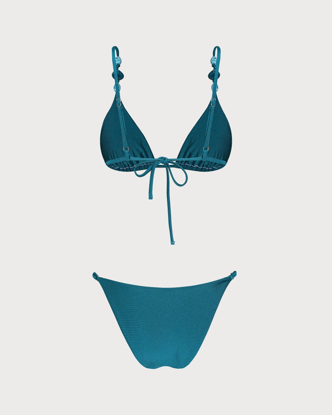 Turkuaz Büzgülü Üçgen Bikini Takımı