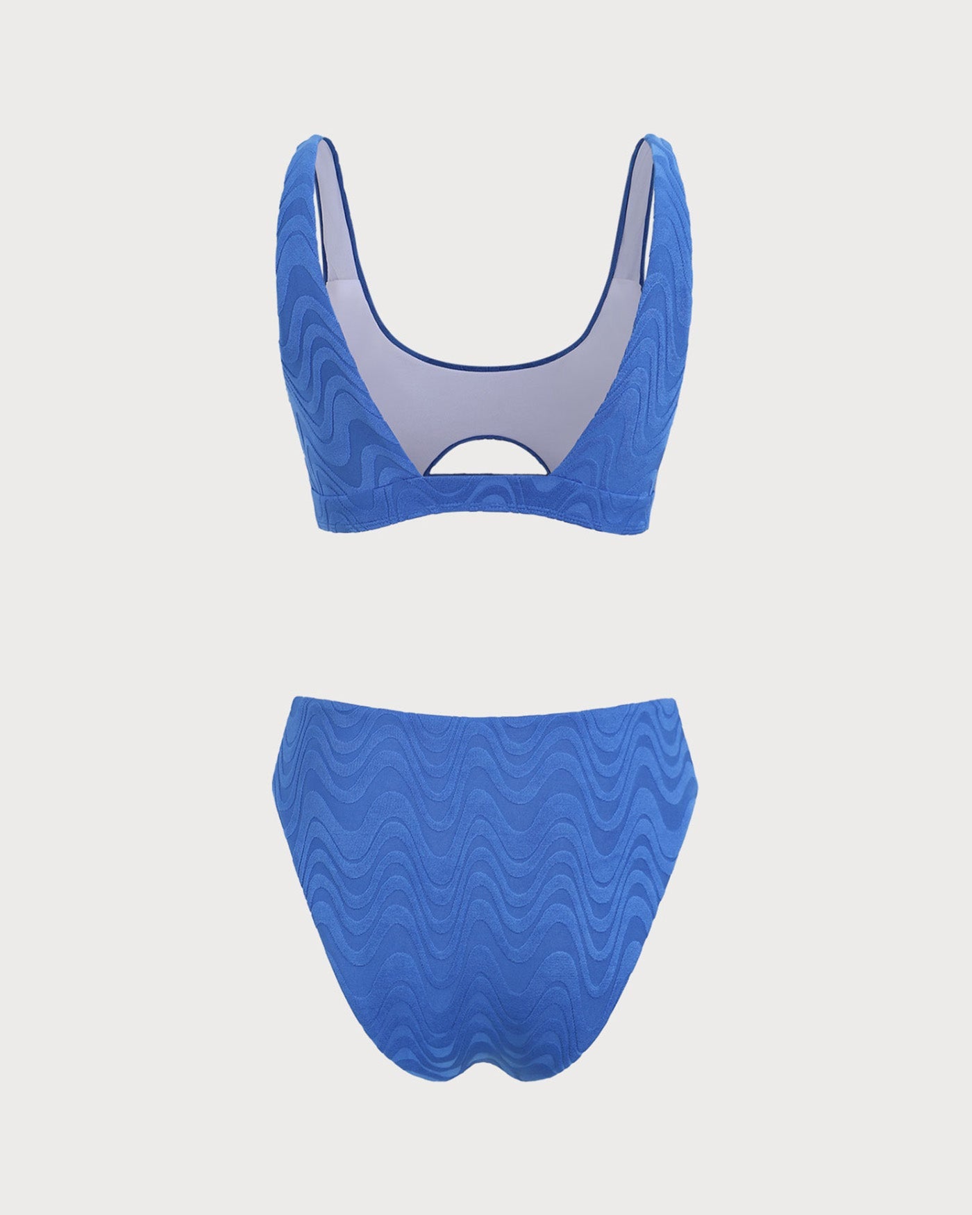 Saks Mavisi U Yaka Dokulu Bikini Takımı