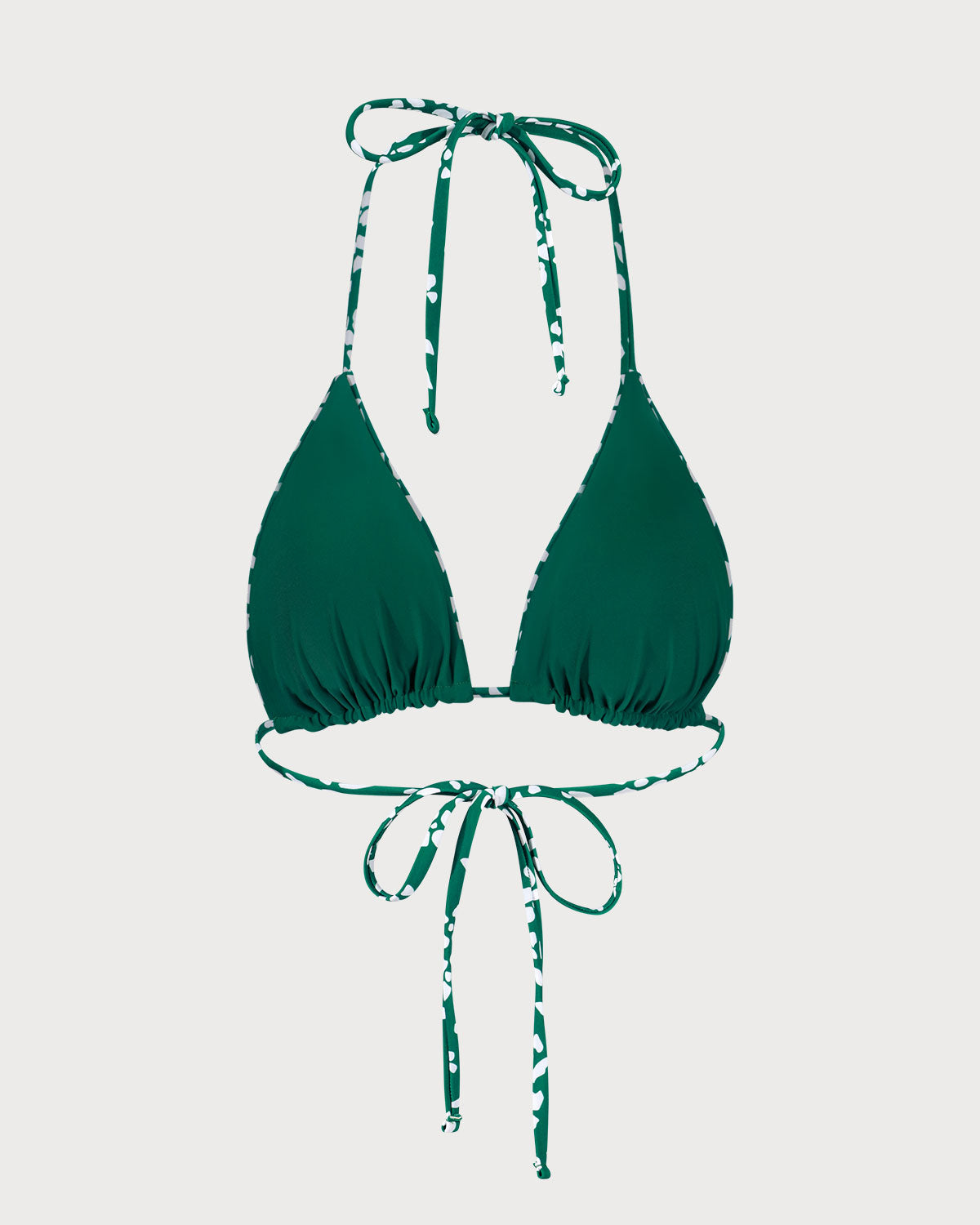 Yeşil Çift Taraflı Çiçek Desenli Üçgen Bikini Üst