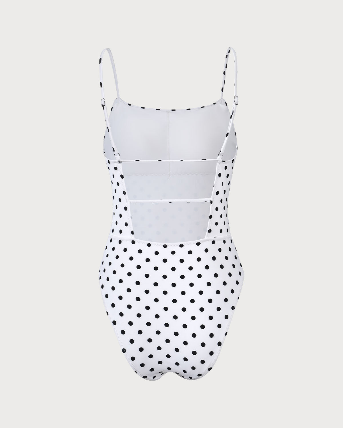 Beyaz Puantiyeli Sırtı Açık Tek Parça Mayo Swimwear