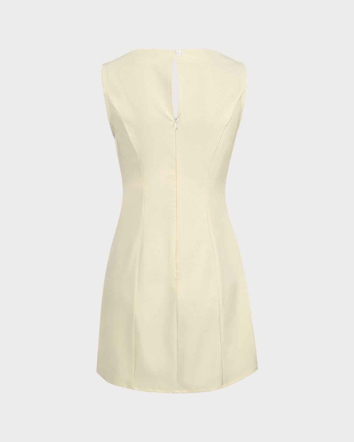 Sarı Kayık Yaka Cutout Mini Elbise