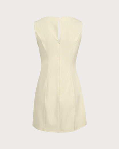 Sarı Kayık Yaka Cutout Mini Elbise