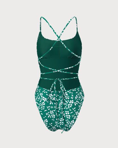 Kadın Knitted Çiçek Desenli Tek Parça Mayo Swimwear