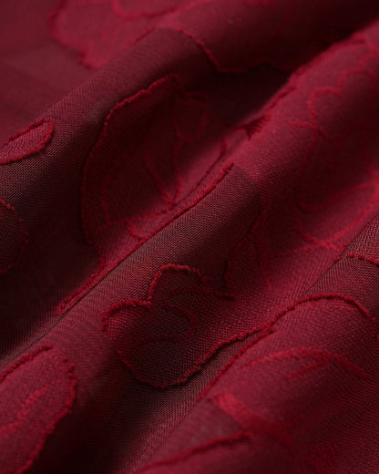 Bordo Çiçek Desenli Sırtı Açık Slip Mini Elbise